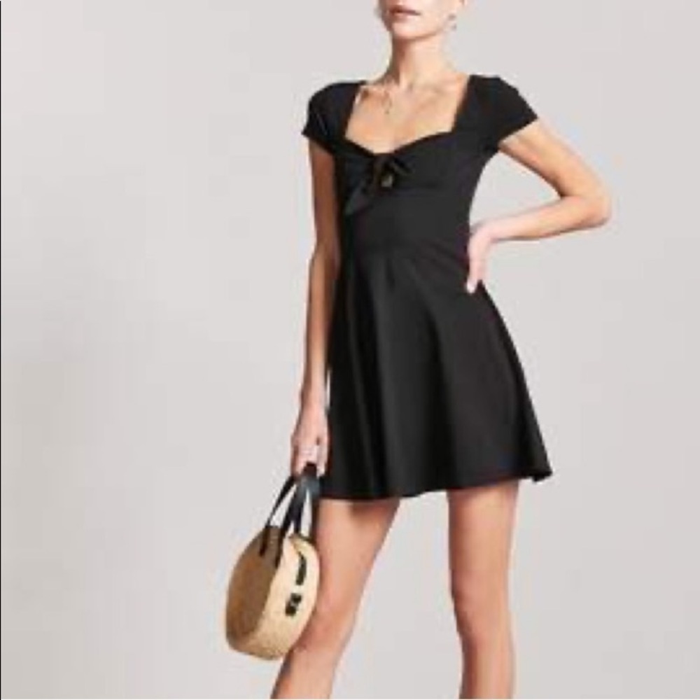 Forever 21 Black Cutout Cotton Tie Front Dress